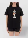 Moschino Short Sleeve Crew Neck Graphic Print Top In Black