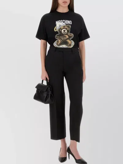 MOSCHINO SHORT SLEEVE CREW NECK GRAPHIC PRINT TOP