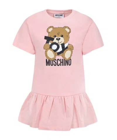 Moschino Kids' Short Sleeve Dress In Pink