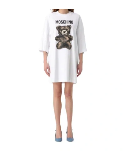 Moschino Short Sleeve Dress In White