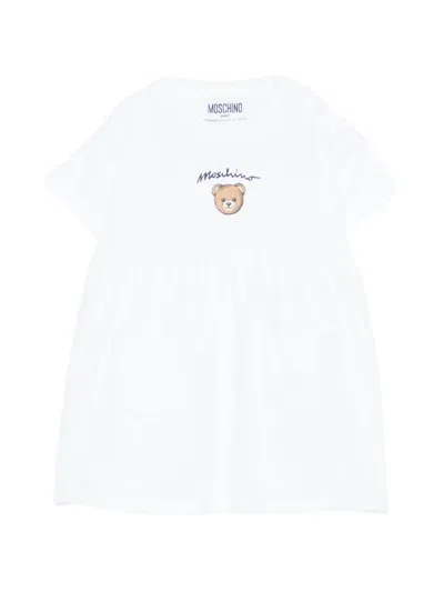 Moschino Babies' Short-sleeve Dress In White