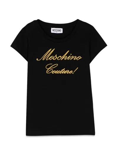 Moschino Kids' Short Sleeve Logo T-shirt In Black