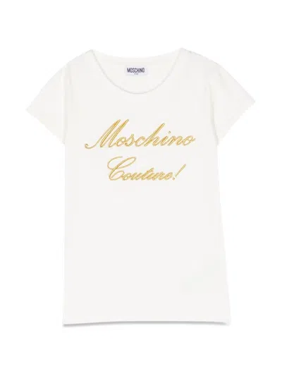 Moschino Kids' Short Sleeve Logo T-shirt In White