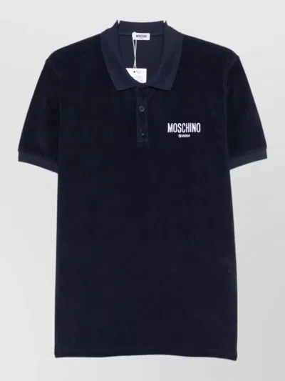 Moschino Short Sleeve Polo Shirt Regular Fit In Blue