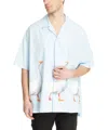Moschino Goose-print Shirt In Lightblue
