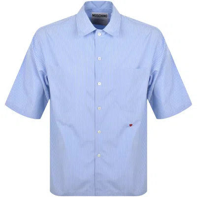 Moschino Short Sleeve Striped Poplin Shirt Blue