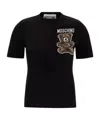 Moschino Organic Jersey T-shirt Little Teddy Bear In Black