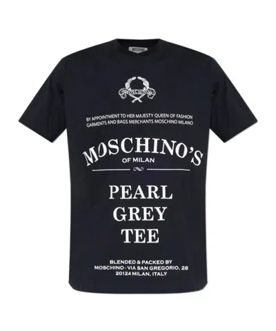 Moschino Printed Organic Cotton Jersey T-shirt In Black