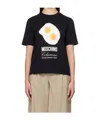 Moschino Black Cotton T-shirt With Fried Egg Print In Black