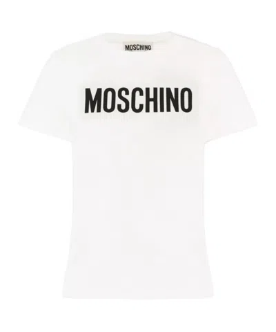 Moschino Cotton Crew Neck T-shirt With Short Sleeves In White
