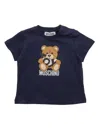 Moschino Black T-shirt For Baby Girl With Teddy Bear In Blue