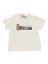 Moschino Ivory T-shirt For Babykids With Teddy Bear In White