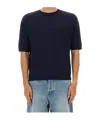 Moschino Short-sleeved Knitted Jumper In Blue