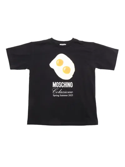 Moschino Kids' Short Sleeved Maxi T-shirt In Black