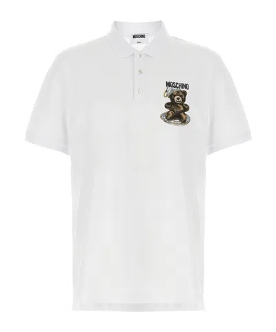 Moschino Short-sleeved Polo Shirt In White