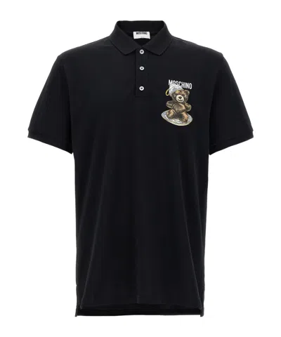 MOSCHINO MOSCHINO LOGO PRINTED PRESS POLO SHIRT