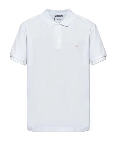Moschino Short-sleeved Polo Shirt In White