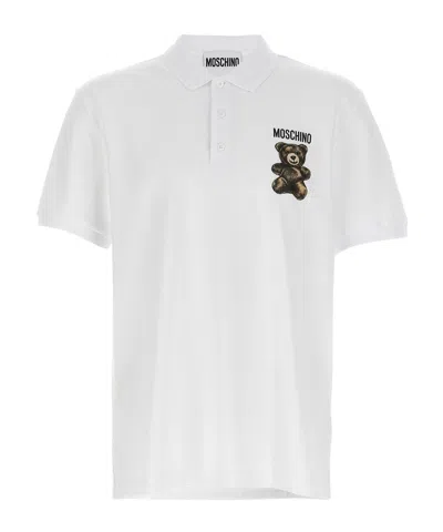 Moschino Short-sleeved Polo Shirt In White