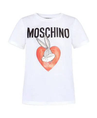 Moschino Short-sleeved Printed T-shirt In White