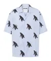 Moschino Poplin Shirt Allover Chimpanzee In Blue