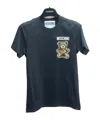 Moschino Organic Jersey T-shirt Little Teddy Bear In Black