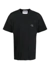 Moschino Embroidered-logo Organic Cotton T-shirt In Black