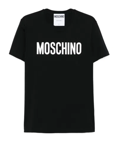 Moschino Crew Neck Short Sleeves Straight Hem In Black