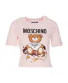 Moschino Teddy Bear Logo Printed Crewneck T In Pink