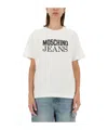 Moschino Ribbed Crew-neck Cotton T-shirt With Short Sleeves In White