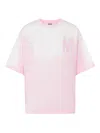 Moschino Bedrucktes T-shirt Aus Bio-baumwolljersey In Pink