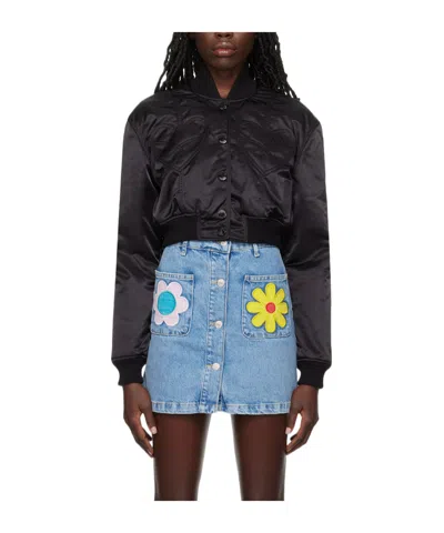 Moschino Short Standing Collar Casual Jacket In Black