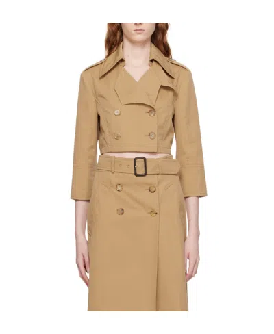Moschino Cropped Double-breasted Jacket In Beige