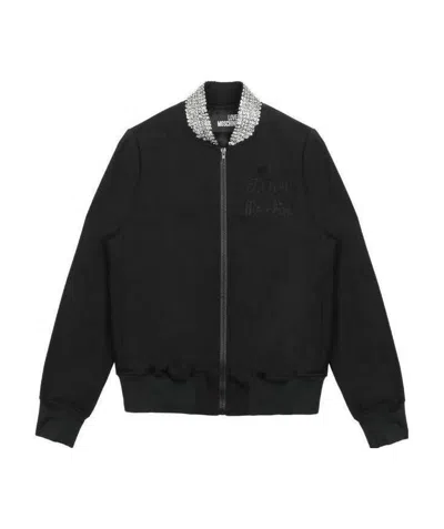 Moschino Short Style Logo Casual Jacket In Black