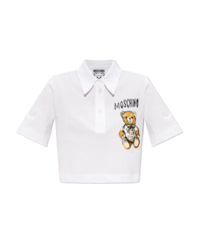 Moschino Short Style Polo Shirt In White