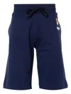 Moschino Cotton Blend Drawstring Waist Shorts In Blue