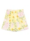 Moschino Smiley Face Floral Print Elastic Waist Shorts In Multi Yellow