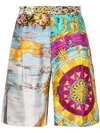 Moschino Graphic-print Silk Shorts In Red