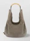 Moschino Shoulder Bag Suede Gold-tone Handle