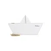 Moschino Paper Boat-inspired Shoulder Bag In Smooth Goat Leather In White