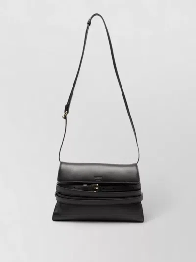 Moschino Shoulder Clutch Bag Soft Leather Strap In Black