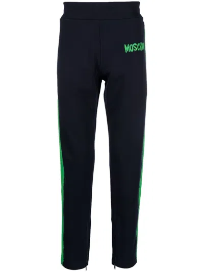 Moschino Side-stripe Track Pants In Blue