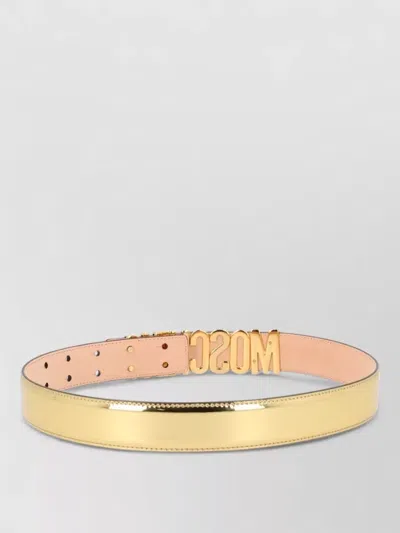 Moschino Signature Logo Belt Adjustable Fit In Gold