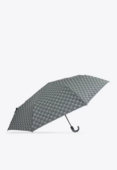 Moschino Signature Pattern Classic Umbrella In Gray