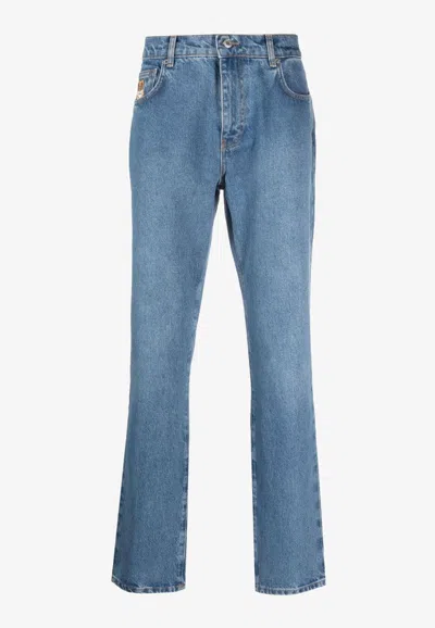 Moschino Signature Teddy Print Straight-leg Jeans In 288