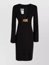 Moschino Silhouette Buckle Sleeves Neckline In Black