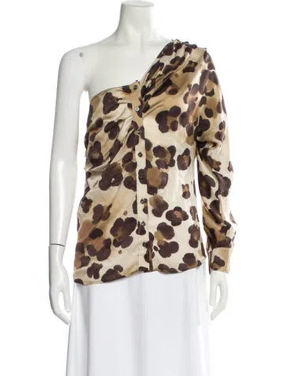 Pre-owned Moschino Silk Animal Print Blouse In Brown