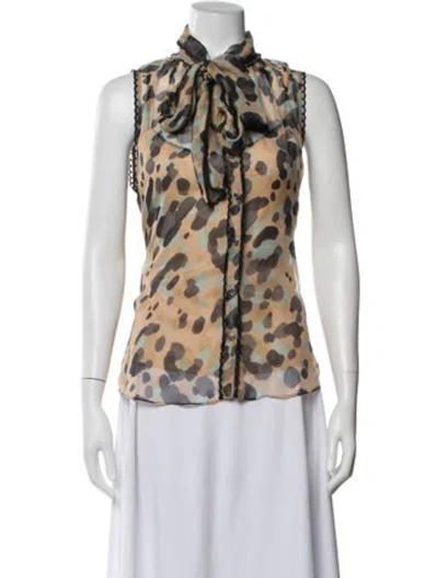 Pre-owned Moschino Silk Animal Print Blouse In Multi
