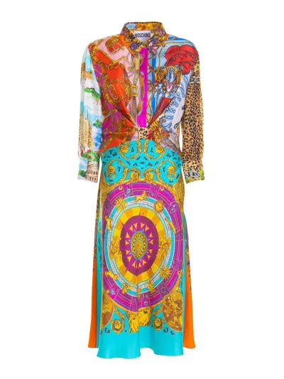 Moschino Silk Dress In Multicolour