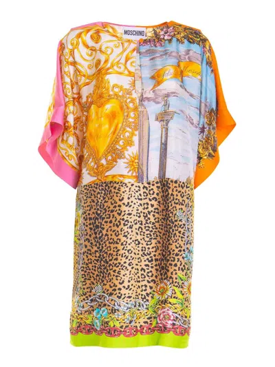Moschino Silk Dress In Multicolour