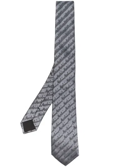 Moschino Seidenkrawatte Mit Logo-stickerei In Grey